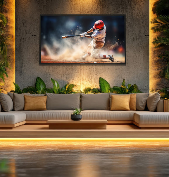 Outdoor TV in a luxury garden setting